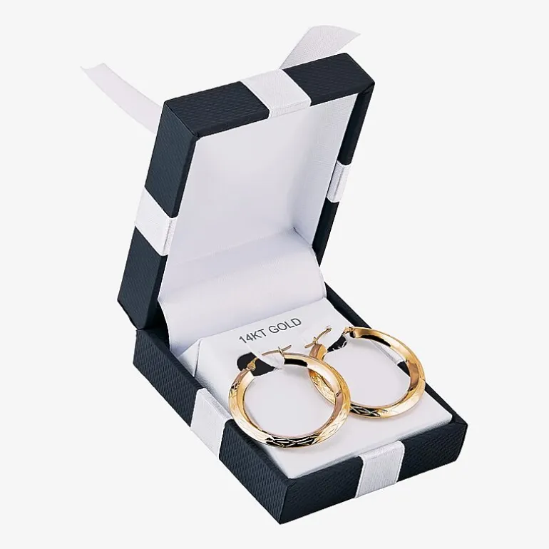 14K Gold Star-Cut Hoop Earrings