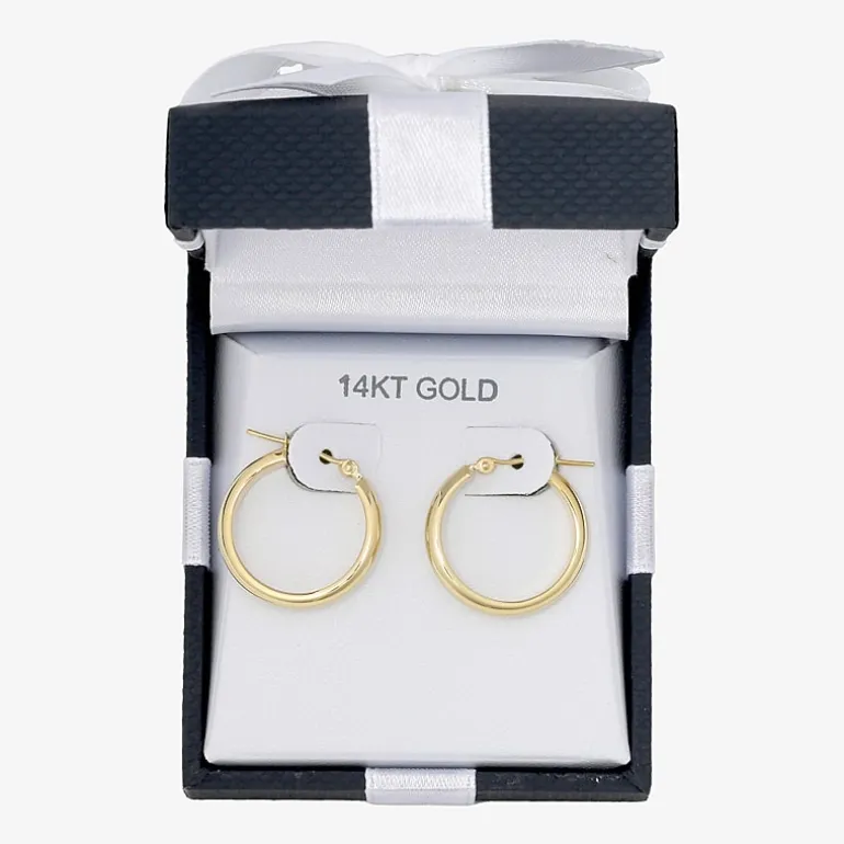 14K Gold Thick Hoop Earrings