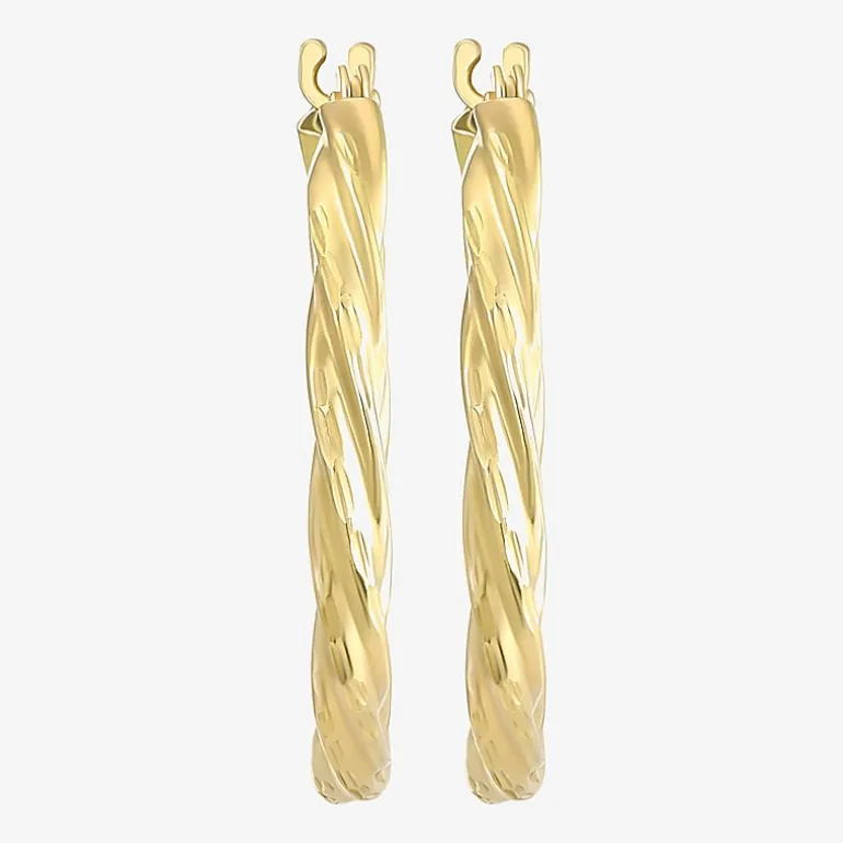 14K Gold Twisted Hoop Earrings