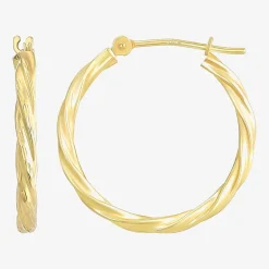 14K Gold Twisted Hoop Earrings