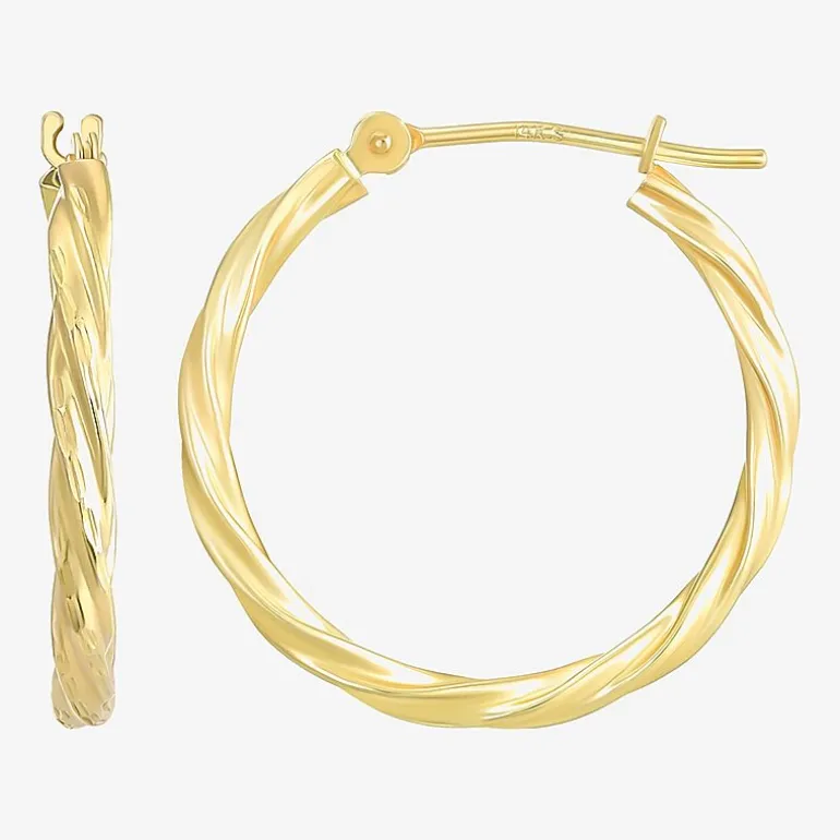 14K Gold Twisted Hoop Earrings