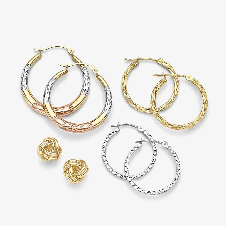 14K Gold Twisted Hoop Earrings