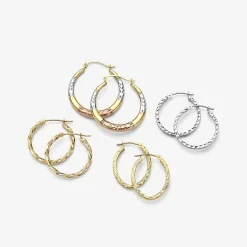 14K Gold Twisted Hoop Earrings