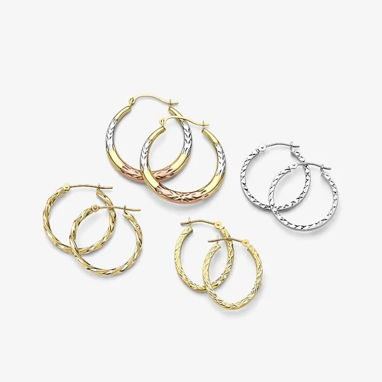 14K Gold Twisted Hoop Earrings
