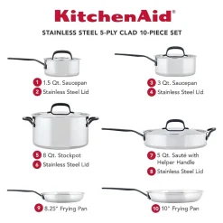 KitchenAid 5-Ply Clad Stainless Steel 10-pc. Cookware Set