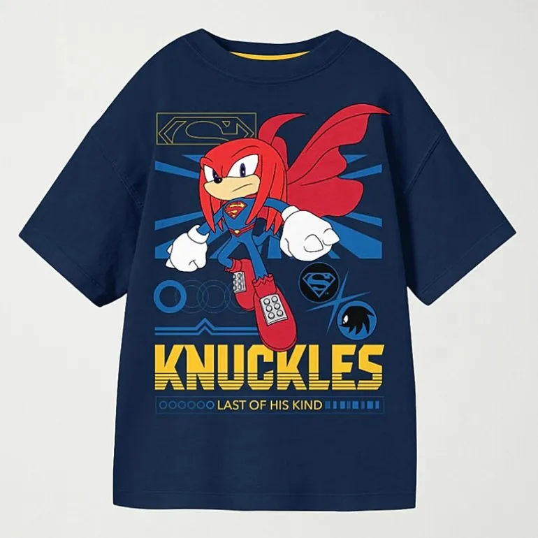 Knuckles Little & Big Kid Boys Crew Neck Short Sleeve Oversized Sonic the Hedgehog Graphic T-Shirt