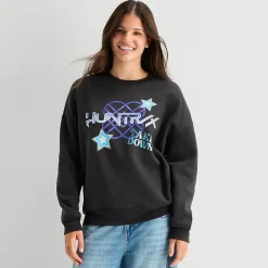 Kpop Demon Hunters Crew Fleece Womens Juniors Crew Neck Long Sleeve KPOP Demon Hunters Sweatshirt