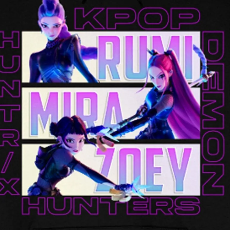 K-Pop Demon Hunters Womens Juniors Long Sleeve Fleece Hoodie
