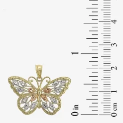 10K Tri-Tone Gold Butterfly Pendant