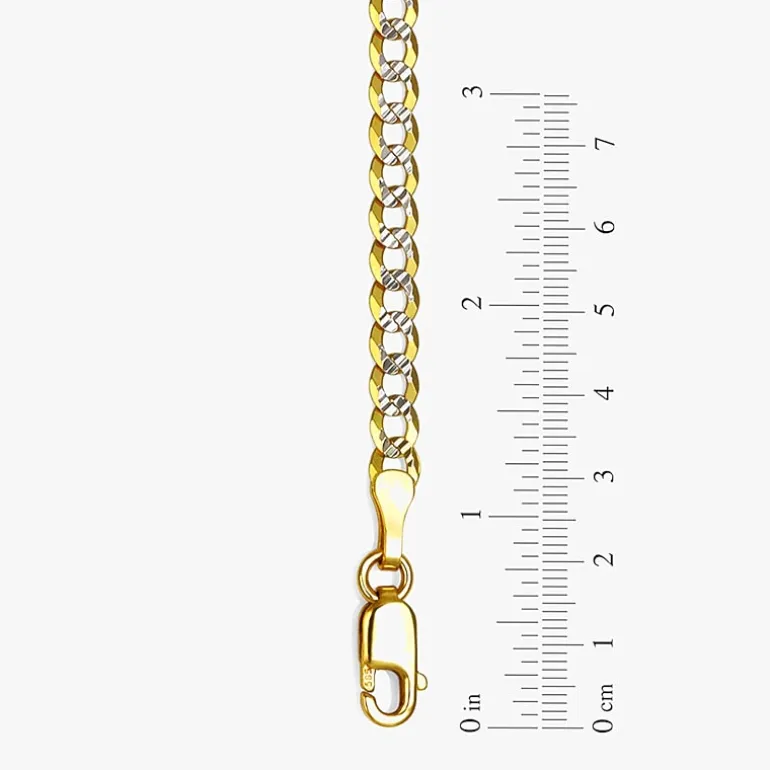 14K Two Tone 3.15 MM Diamond Cut Curb Necklace
