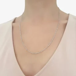 14K White Gold 18 - 24 Inch Solid Singapore Chain Necklace
