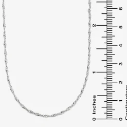 14K White Gold 18 - 24 Inch Solid Singapore Chain Necklace