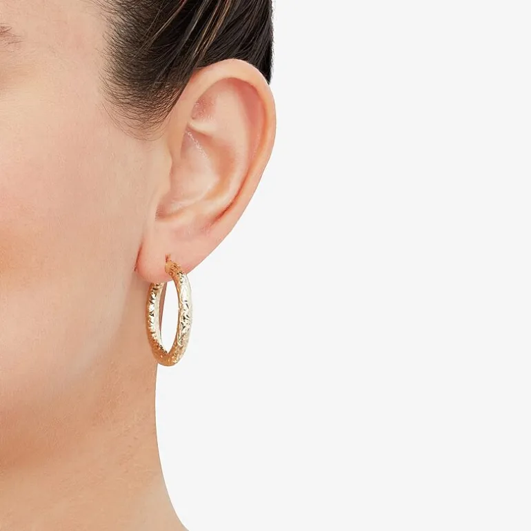 14K Yellow Gold Crystal-Cut Hoop Earrings