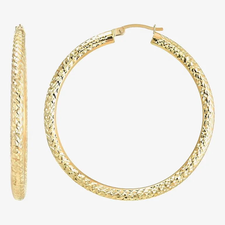 14K Yellow Gold Diamond-Cut 50mm Hoop Earrings