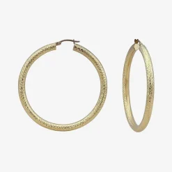 14K Yellow Gold Diamond-Cut 50mm Hoop Earrings