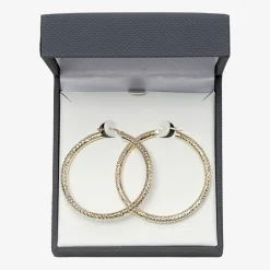 14K Yellow Gold Diamond-Cut 50mm Hoop Earrings