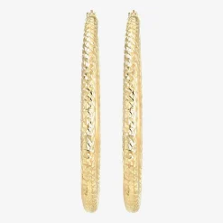 14K Yellow Gold Diamond-Cut 50mm Hoop Earrings
