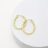 14K Yellow Gold Diamond-Cut Oval Hoop Earrings