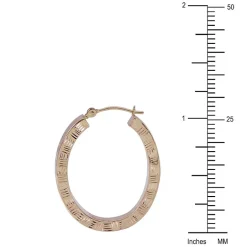 14K Yellow Gold Diamond-Cut Oval Hoop Earrings