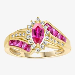 Lab-Created Gemstone 14K Gold Over Silver Cocktail Ring