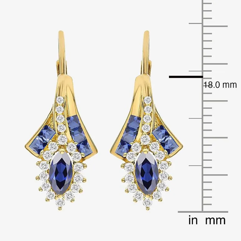 Lab Created Gemstone 14K Gold Over Silver Marquise Drop Earrings