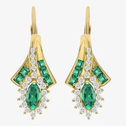 Lab Created Gemstone 14K Gold Over Silver Marquise Drop Earrings