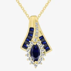 Lab-Created Gemstone 14K Gold Over Silver Marquise Pendant Necklace