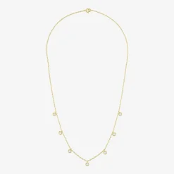 Lab Created Gemstone 14K Gold Over Silver 18 Inch Station Necklace