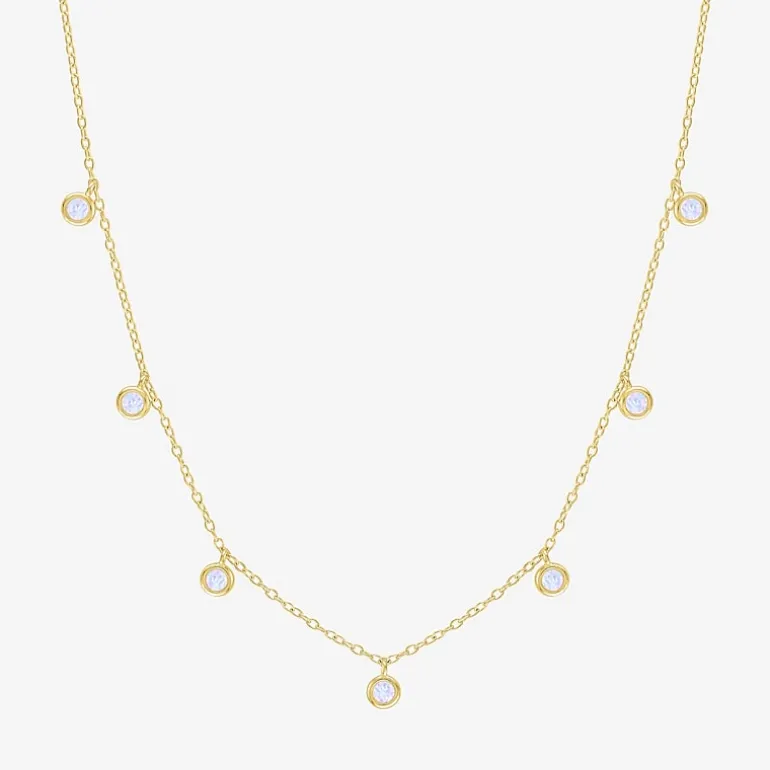 Lab Created Gemstone 14K Gold Over Silver 18 Inch Station Necklace