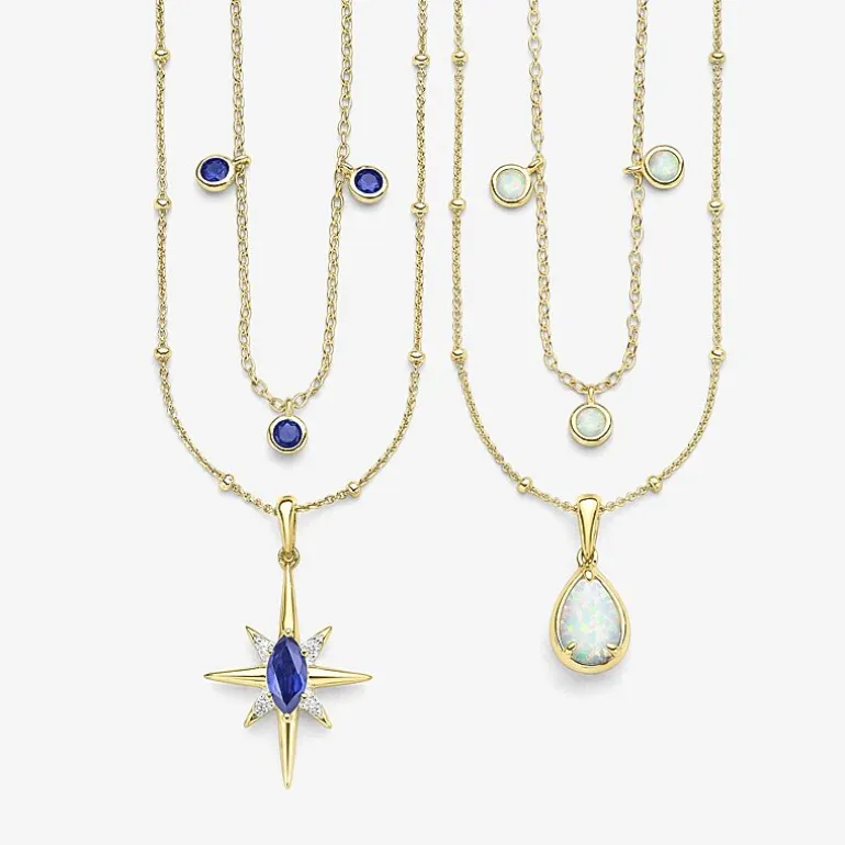 Lab Created Gemstone 14K Gold Over Silver 18 Inch Station Necklace
