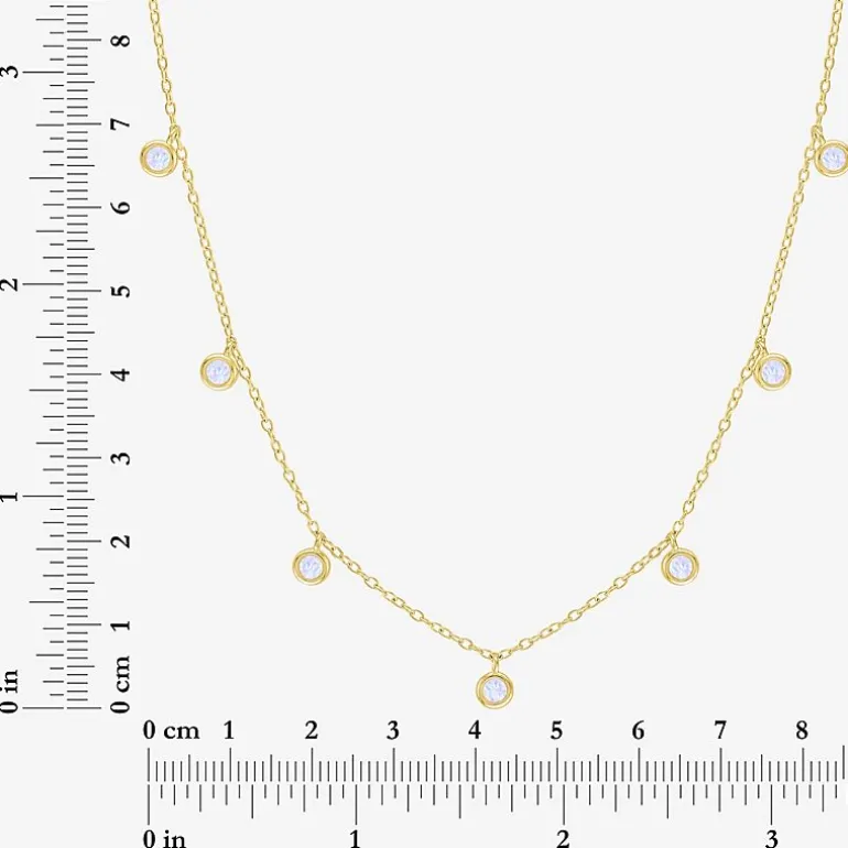 Lab Created Gemstone 14K Gold Over Silver 18 Inch Station Necklace