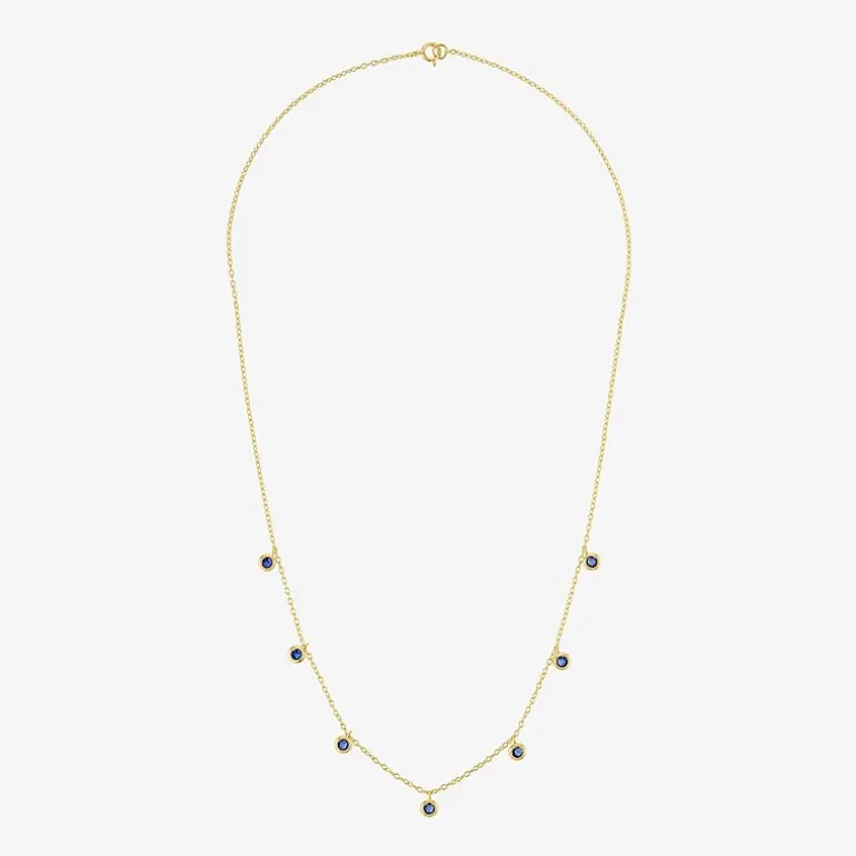 Lab Created Gemstone 14K Gold Over Silver 18 Inch Station Necklace