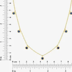 Lab Created Gemstone 14K Gold Over Silver 18 Inch Station Necklace