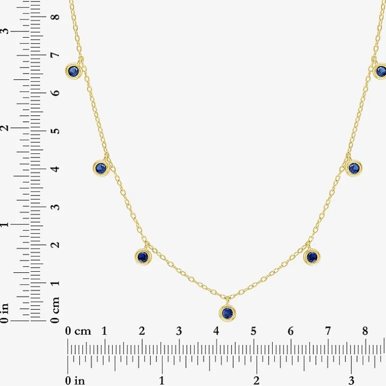 Lab Created Gemstone 14K Gold Over Silver 18 Inch Station Necklace