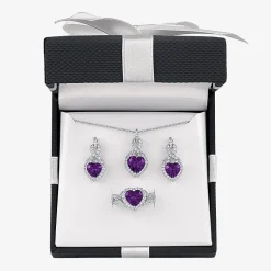 Lab Created Gemstone Sterling Silver Heart 3-pc. Jewelry Set