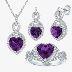 Lab Created Gemstone Sterling Silver Heart 3-pc. Jewelry Set