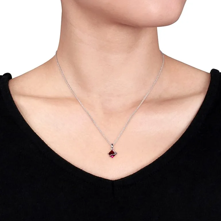 Lab-Created Ruby Sterling Silver Earrings & Pendant Necklace 2-Piece Set