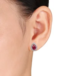 Lab-Created Ruby & White Sapphire Earrings & Pendant Necklace 2-Piece Set