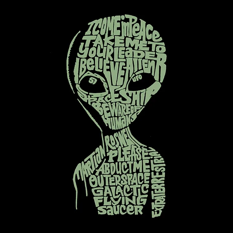 LA Pop Art Alien - Mens Word Art Crew Sweatshirt