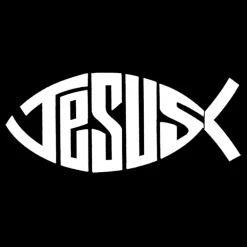 LA Pop Art Christian Jesus Name Fish Symbol - Mens Word Art Crew Sweatshirt