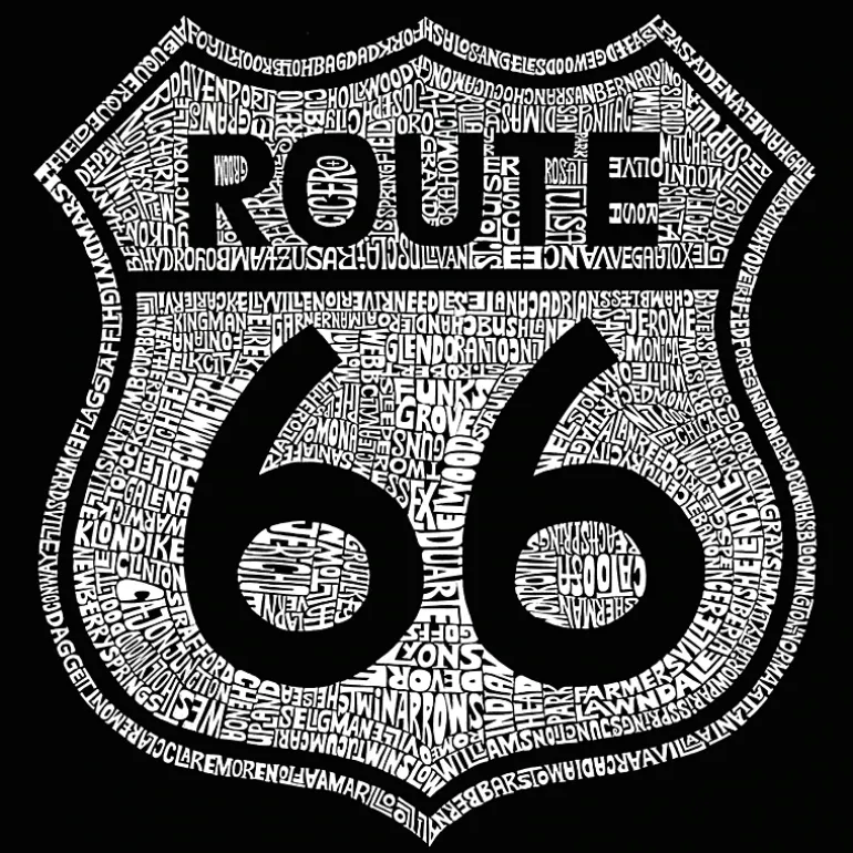 LA Pop Art Cities Along The Legendary Route 66 - Mens Word Art Crew Sweatshirt