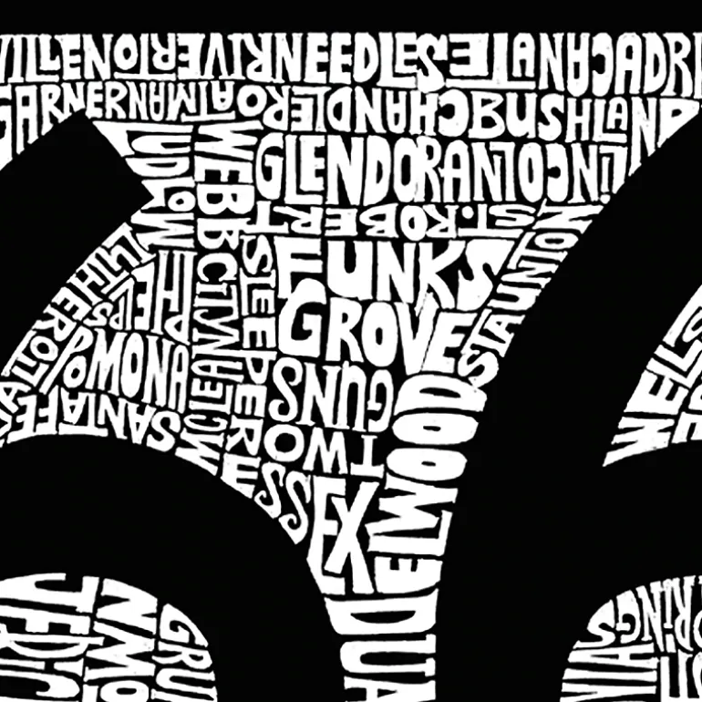 LA Pop Art Cities Along The Legendary Route 66 - Mens Word Art Crew Sweatshirt
