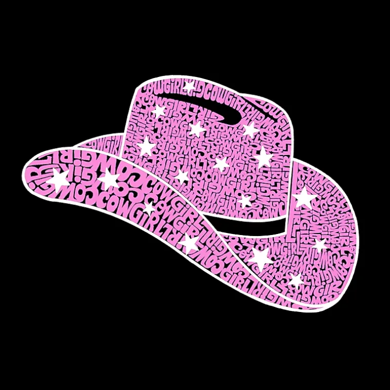 LA Pop Art Cowgirl Hat - Men's Word Art Crew Sweatshirt