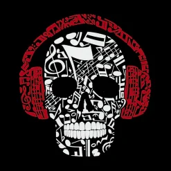LA Pop Art Music Notes Skull - Mens Word Art Crew Sweatshirt