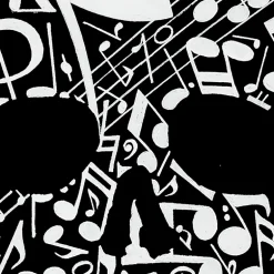 LA Pop Art Music Notes Skull - Mens Word Art Crew Sweatshirt
