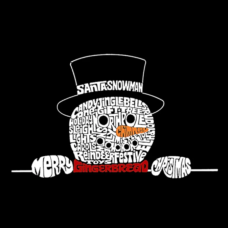 LA Pop Art Peeking Snowman - Men's Word Art Hooded Sweatshirt