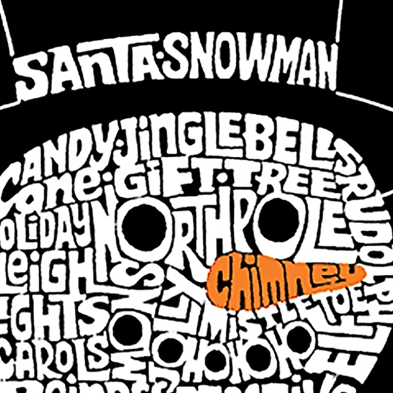 LA Pop Art Peeking Snowman - Men's Word Art Hooded Sweatshirt