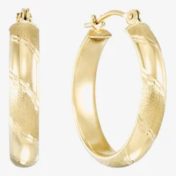 Laser-Cut 14K Yellow Gold 15mm Hoop Earrings