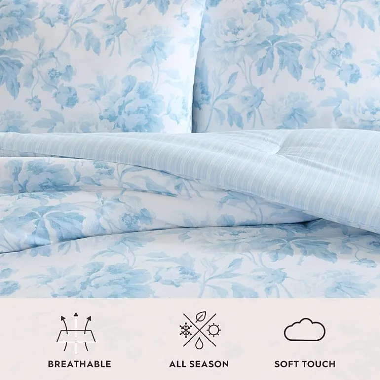 Laura Ashley Anja Textured Toile Easy Care Complete Bedding Set with Sheets