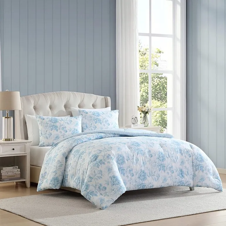 Laura Ashley Anja Textured Toile Easy Care Complete Bedding Set with Sheets